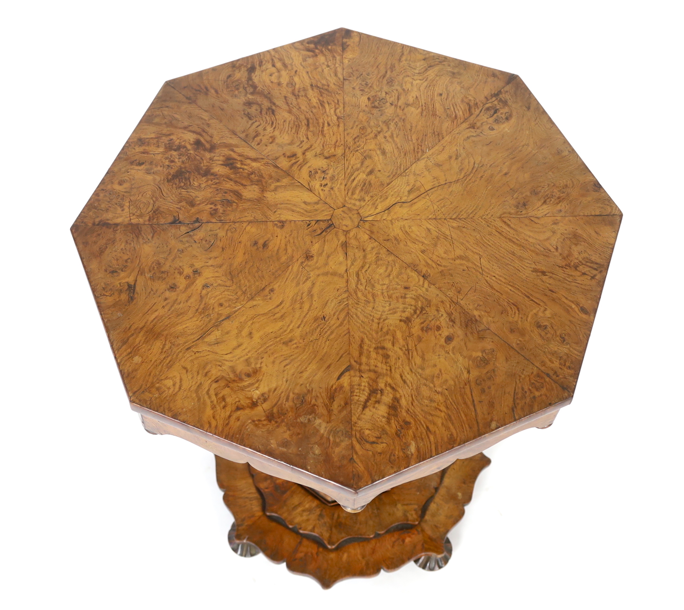 An early Victorian pollard oak occasional table 60.5cm wide, 61cm deep, 72cm high